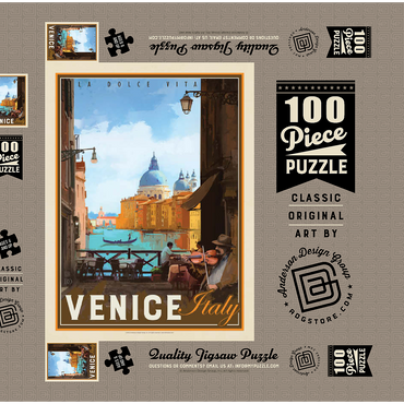 Italy, Venice: La Dolce Vita, Vintage Poster 100 Puzzle Schachtel 3D Modell