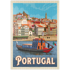 Darstellung des Puzzle Motivs Portugal: Bezirk Porto, Vintage Poster - Puzzleteile: 1000