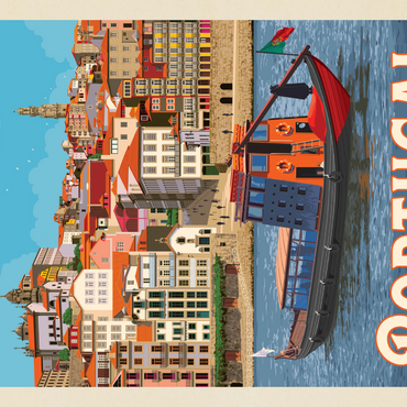 Portugal: Porto District, Vintage Poster 1000 Puzzle 3D Modell