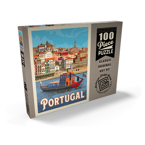 Portugal: Porto District, Vintage Poster 100 Puzzle Schachtel Ansicht2