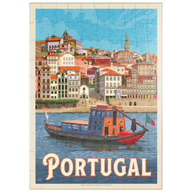 Darstellung des Puzzle Motivs Portugal: Bezirk Porto, Vintage Poster - Puzzleteile: 100