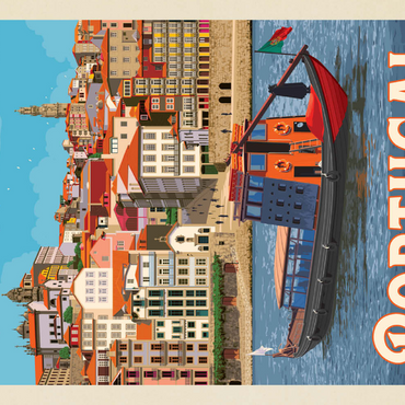 Portugal: Porto District, Vintage Poster 100 Puzzle 3D Modell