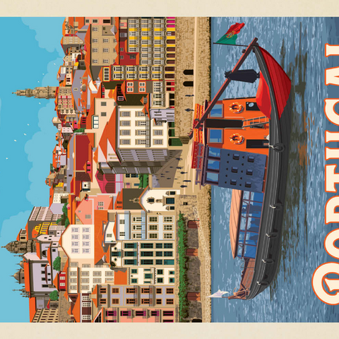 Portugal: Porto District, Vintage Poster 200 Puzzle 3D Modell