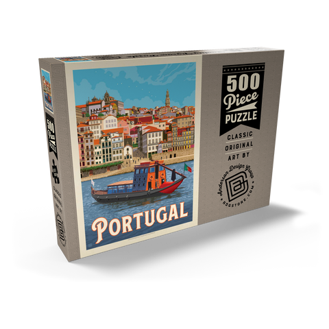 Portugal: Porto District, Vintage Poster 500 Puzzle Schachtel Ansicht2