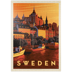 Darstellung des Puzzle Motivs Schweden: Stockholm, Vintage Poster - Puzzleteile: 1000