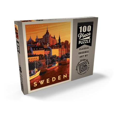 Sweden: Stockholm, Vintage Poster 100 Puzzle Schachtel Ansicht2