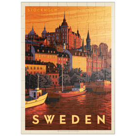Darstellung des Puzzle Motivs Schweden: Stockholm, Vintage Poster - Puzzleteile: 100