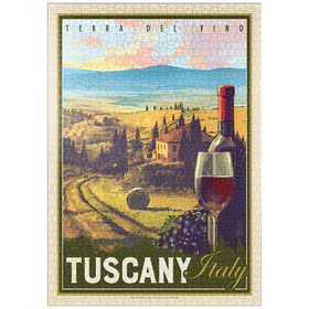 Darstellung des Puzzle Motivs Italien, Toskana: Terra Del Vino (Weinland), Vintage Poster - Puzzleteile: 1000