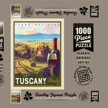 Italy, Tuscany: Terra Del Vino, Vintage Poster 1000 Puzzle Schachtel 3D Modell