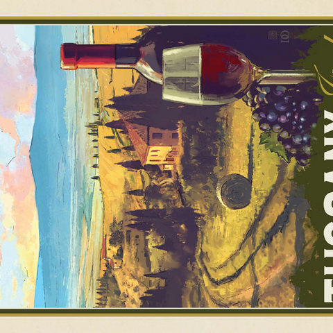 Italy, Tuscany: Terra Del Vino, Vintage Poster 100 Puzzle 3D Modell