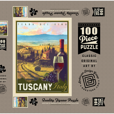 Italy, Tuscany: Terra Del Vino, Vintage Poster 100 Puzzle Schachtel 3D Modell