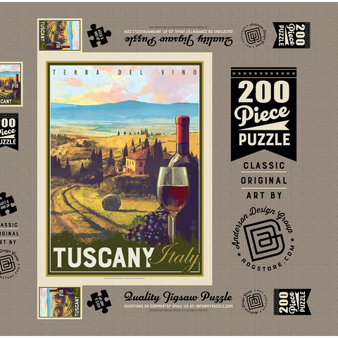 Italy, Tuscany: Terra Del Vino, Vintage Poster 200 Puzzle Schachtel 3D Modell