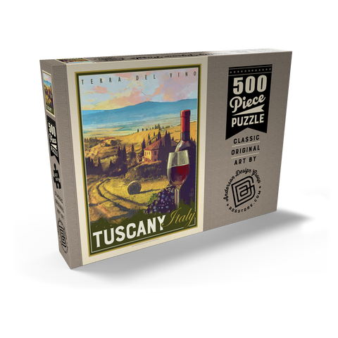 Italy, Tuscany: Terra Del Vino, Vintage Poster 500 Puzzle Schachtel Ansicht2