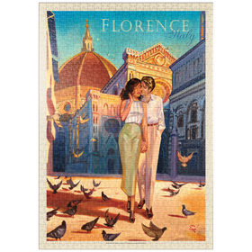 Darstellung des Puzzle Motivs Italien: Florenz, Florentiner Flair, Vintage Poster - Puzzleteile: 1000
