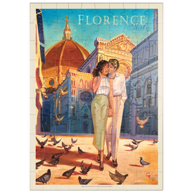 Darstellung des Puzzle Motivs Italien: Florenz, Florentiner Flair, Vintage Poster - Puzzleteile: 100