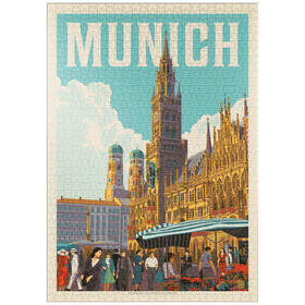 Darstellung des Puzzle Motivs Deutschland: München, Vintage Poster - Puzzleteile: 1000