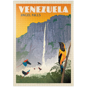 Darstellung des Puzzle-Motivs Venezuela: Angel Falls, Vintage Poster – Puzzleteile: 1000