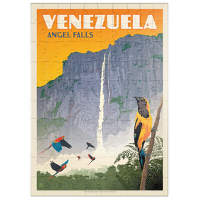 Darstellung des Puzzle Motivs Venezuela: Angel Falls, Vintage Poster - Puzzleteile: 100