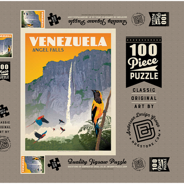 Venezuela: Angel Falls 100 Puzzle Schachtel 3D Modell