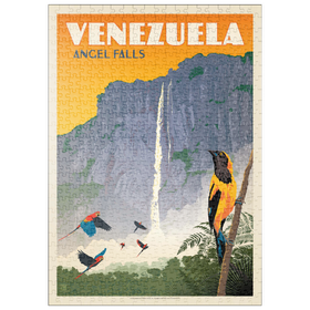 Darstellung des Puzzle-Motivs Venezuela: Angel Falls, Vintage Poster – Puzzleteile: 500