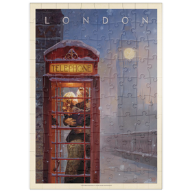 Darstellung des Puzzle Motivs England: Londoner Telefonzelle, Vintage Poster - Puzzleteile: 100