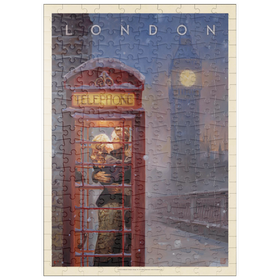 Darstellung des Puzzle Motivs England: Londoner Telefonzelle, Vintage Poster - Puzzleteile: 200