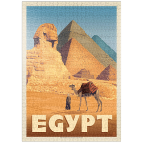 Darstellung des Puzzle-Motivs Ägypten: Pyramiden und die Große Sphinx, Vintage Poster – Puzzleteile: 1000