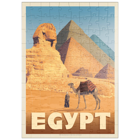 Darstellung des Puzzle-Motivs Ägypten: Pyramiden und die Große Sphinx, Vintage Poster – Puzzleteile: 100