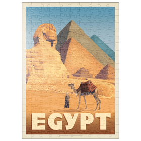 Darstellung des Puzzle-Motivs Ägypten: Pyramiden und die Große Sphinx, Vintage Poster – Puzzleteile: 200