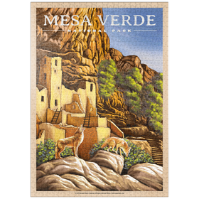 Darstellung des Puzzle-Motivs Mesa Verde National Park - Sunrise at Cliff Palace, Vintage Travel Poster – Puzzleteile: 1000