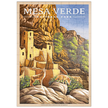 puzzleplate Mesa Verde National Park - Sunrise at Cliff Palace, Vintage Travel Poster 100 Puzzle