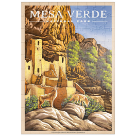 Darstellung des Puzzle Motivs Mesa Verde National Park - Sunrise at Cliff Palace, Vintage Travel Poster - Puzzleteile: 100