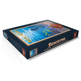 Darstellung des Puzzle Motivs Biscayne National Park - Manatees Whispering Beneath, Vintage Travel Poster - Puzzleteile: 100