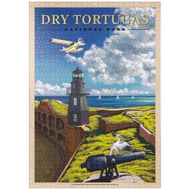 puzzleplate Dry Tortugas National Park - Fort Jefferson Lighthouse, Vintage Travel Poster 1000 Puzzle