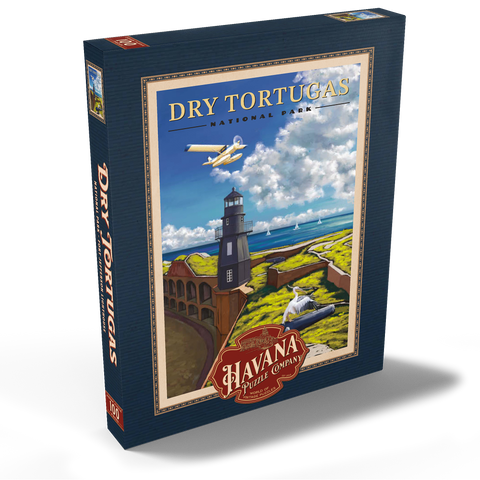 Dry Tortugas National Park - Fort Jefferson Lighthouse, Vintage Travel Poster 100 Puzzle Schachtel Ansicht2