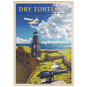 puzzleplate Dry Tortugas National Park - Fort Jefferson Lighthouse, Vintage Travel Poster 100 Puzzle