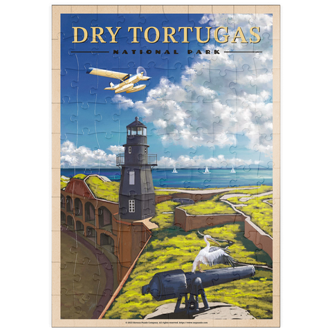 puzzleplate Dry Tortugas National Park - Fort Jefferson Lighthouse, Vintage Travel Poster 100 Puzzle