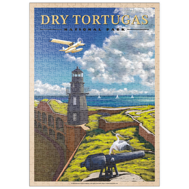 puzzleplate Dry Tortugas National Park - Fort Jefferson Lighthouse, Vintage Travel Poster 500 Puzzle