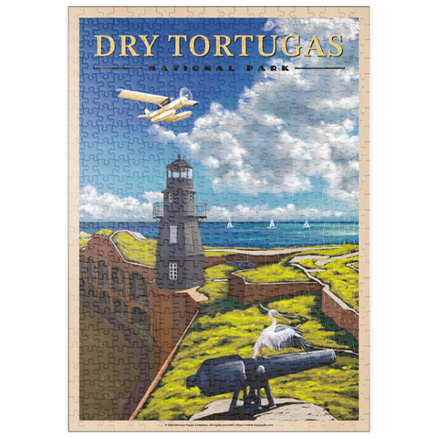 puzzleplate Dry Tortugas National Park - Fort Jefferson Lighthouse, Vintage Travel Poster 500 Puzzle